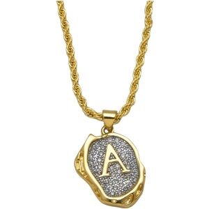 Gold Plated and Silver A Initial Pendant Necklace